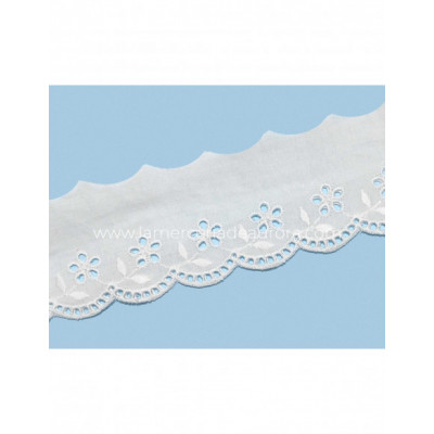 Puntilla de batista bordada blanca (ancho 5,5cm) Margarita