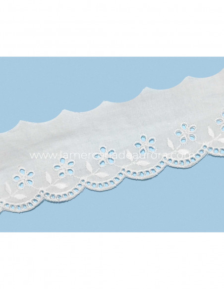 Puntilla de batista bordada blanca (ancho 5,5cm) Margarita