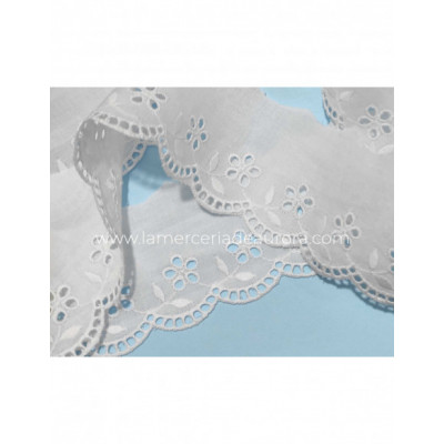 Puntilla de batista bordada blanca (ancho 5,5cm) Margarita 2