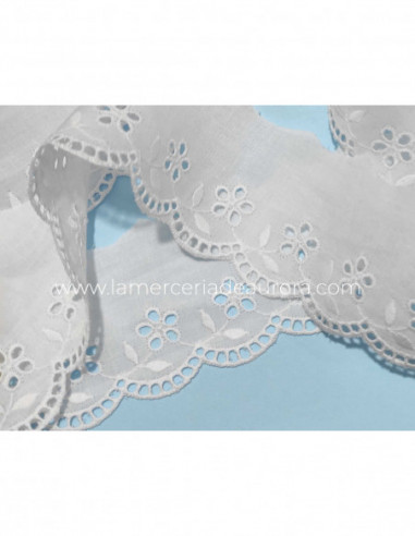 Puntilla de batista bordada blanca (ancho...