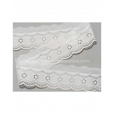 Puntilla de batista bordada blanca (5,5cm) Aurora