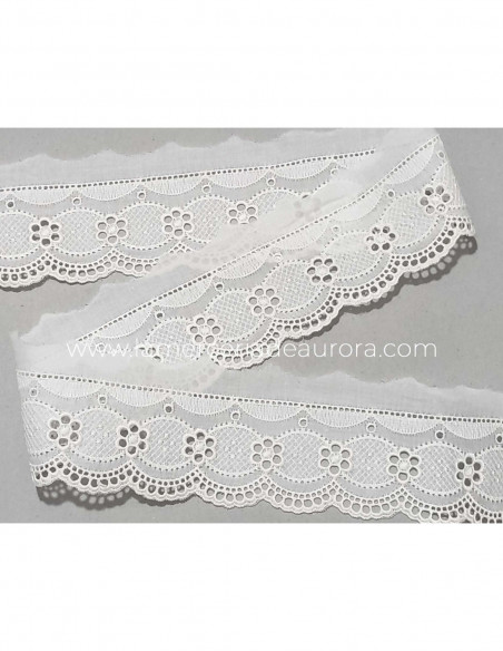 Puntilla de batista bordada blanca (5,5cm) Aurora