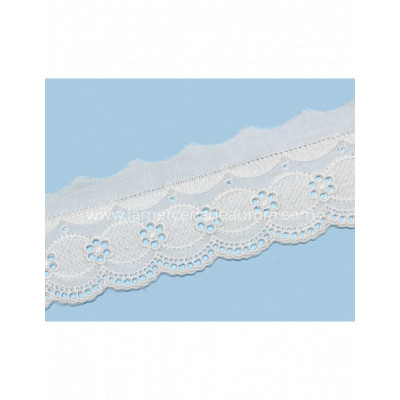 Puntilla de batista bordada blanca (5,5cm) Aurora 2