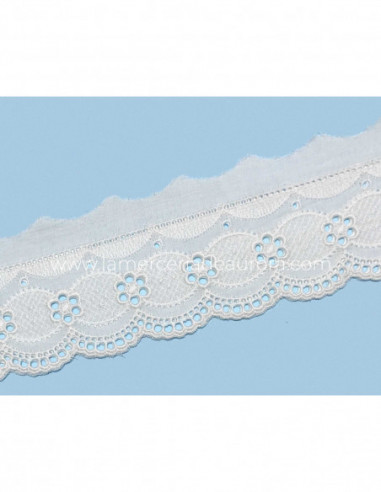 Puntilla de batista bordada blanca (5,5cm) Aurora