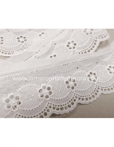 Puntilla de batista bordada blanca (5,5cm) Aurora