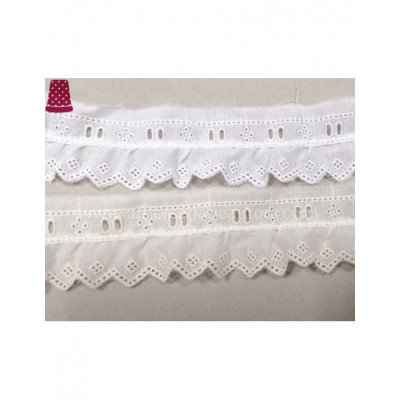 Puntilla fruncida+entredós batista bordada (3,5cm) Picos... 2