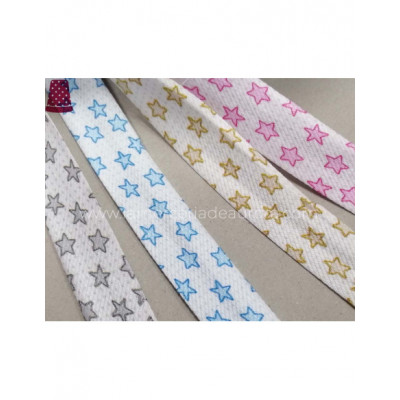 Bies fantasía 18mm piqué Estrellas - varios colores 2
