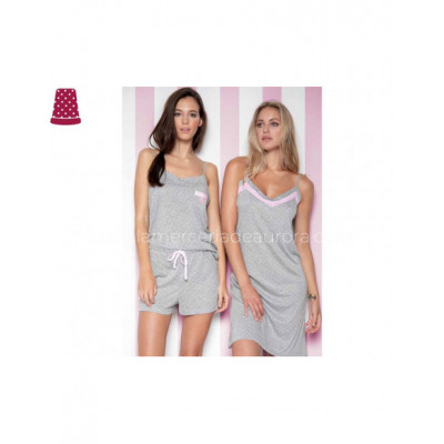 Pijama corto mujer Gris con topitos de Admas