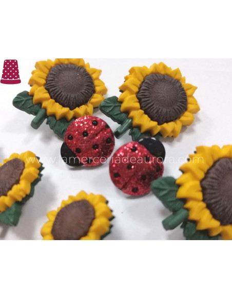 Botones decorativos Girasoles (9 piezas) de Dress it up