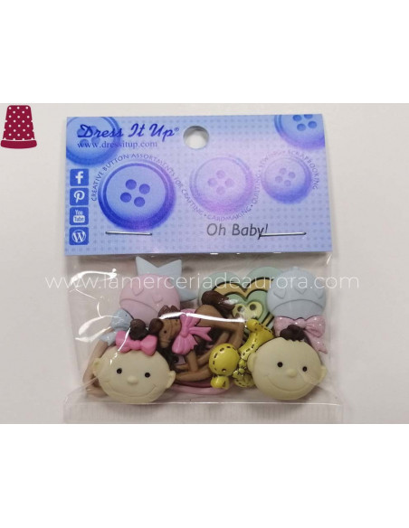 Botones decorativos Oh baby! (9 piezas) de Dress it up