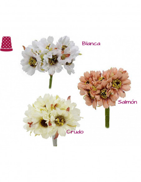 Ramillete Margaritas de tela (6 uds) - 3 colores