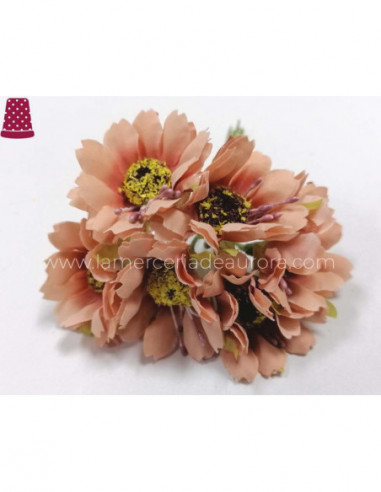 Ramillete Margaritas de tela (6 uds) - SALMÓN