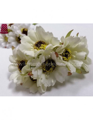 Ramillete Margaritas de tela (6 uds) - CRUDO