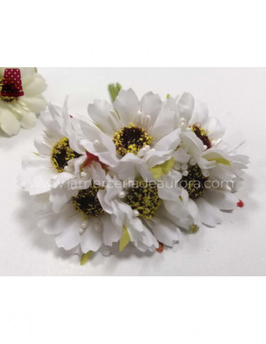 Ramillete Margaritas de tela (6 uds)- BLANCO