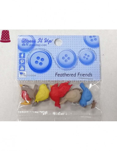 Botones decorativos Feathered friends (5...