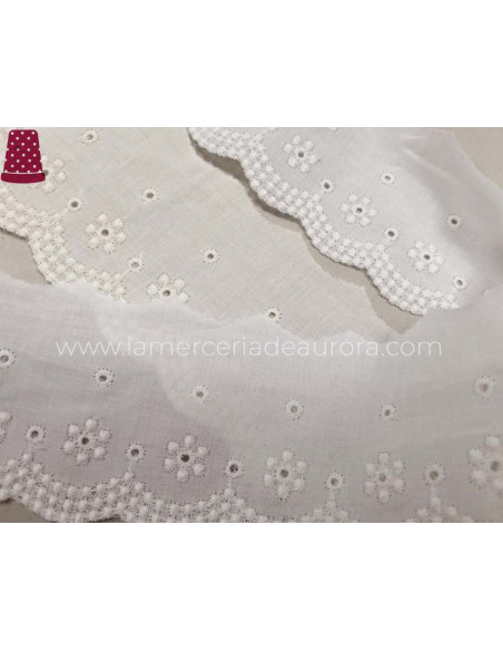 Puntilla de batista bordada (ancho 7 cms) Elisa - varios colores