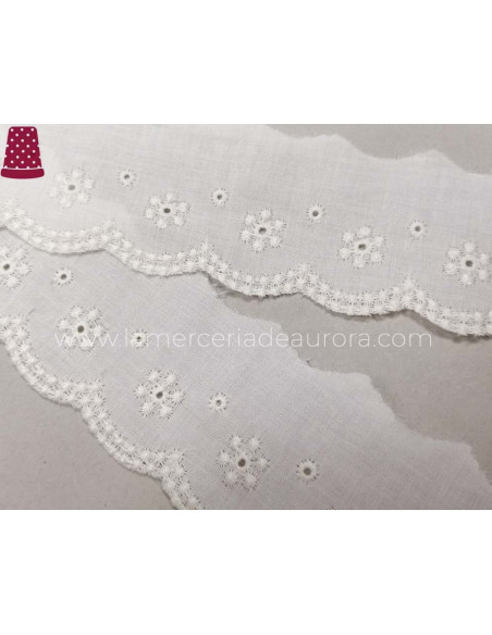 Puntilla de batista bordada (ancho 5cm) Elisa - varios colores