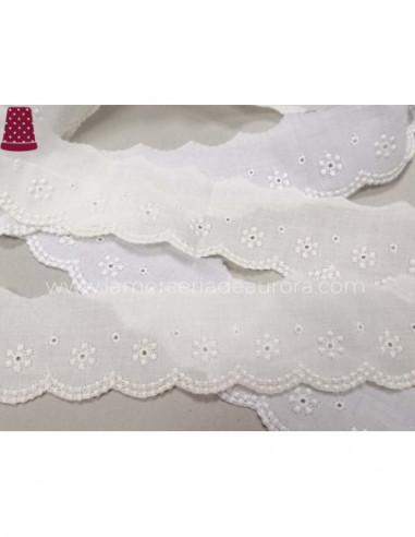 Puntilla de batista bordada (ancho 5cm) Elisa -...