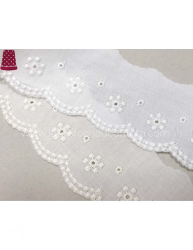 Puntilla de batista bordada (ancho 5cm) Elisa -...