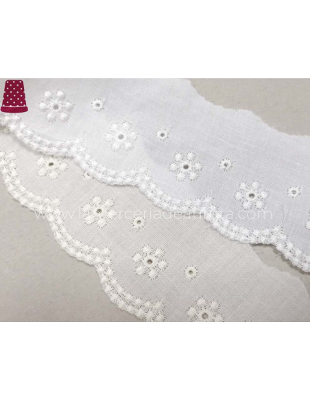 Puntilla de batista bordada (ancho 5cm) Elisa - varios colores