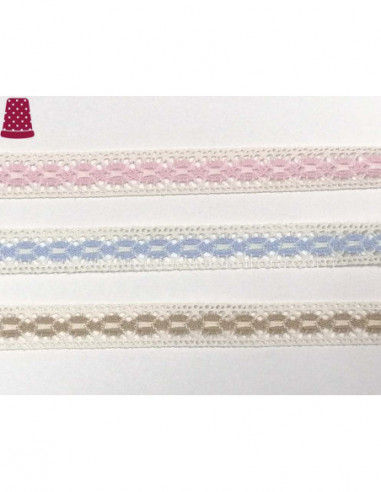 Entredós encaje perlé (ancho 1,3 cm) Perla -...