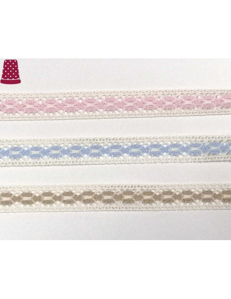 Entredós encaje perlé (ancho 1,3 cm) Perla - varios colores