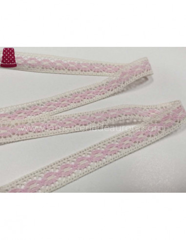 Entredós encaje perlé (ancho 1,3 cm) Perla -...