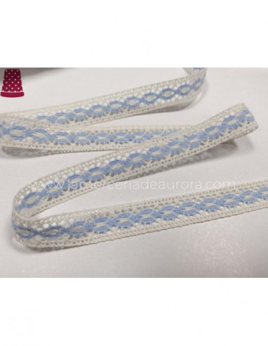Entredós encaje perlé (ancho 1,3 cm) Perla -...