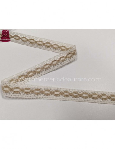 Entredós encaje perlé (ancho 1,3 cm) Perla -...