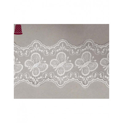 Entredós de tul bordado (ancho 10,5 cms) Mariposas