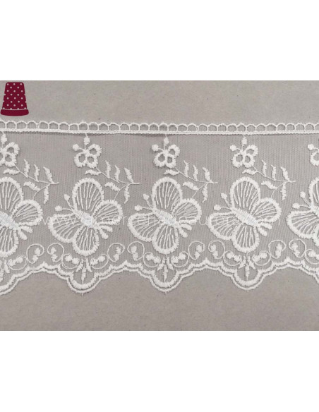 Encaje de tul bordado (ancho 11 cms) Mariposas