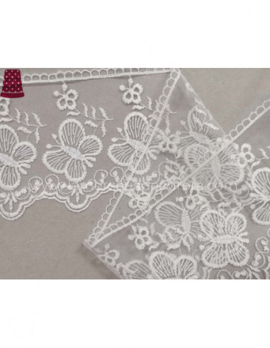 Encaje de tul bordado (ancho 11 cms) Mariposas