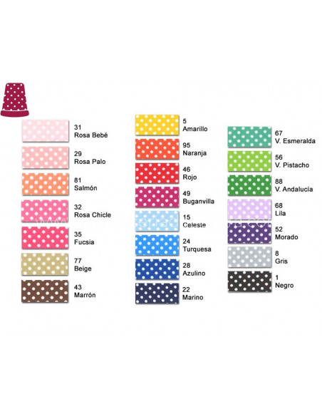 Bies fantasía 30mm lunares blancos - varios colores