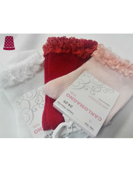 Calcetín corto infantil puntilla 2848 de Carlomagno - varios colores