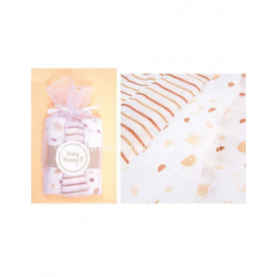 Gasitas bebé (3 unidades) rayas y pajaritos beige