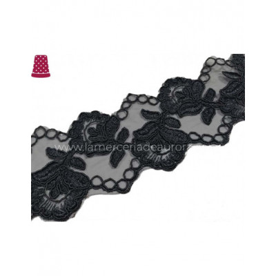 Galón tul bordado flores (ancho 6cm) - varios colores 2