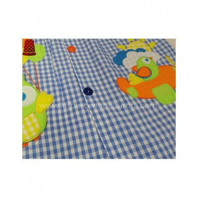 Baby colegio cuadros azul "Búho y avión" 2