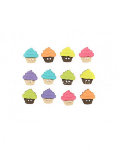 Botones decorativos Sew cute cupcakes (12 unidades)
