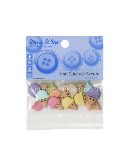 Botones decorativos Sew Cute Ice Cream (14 unidades)