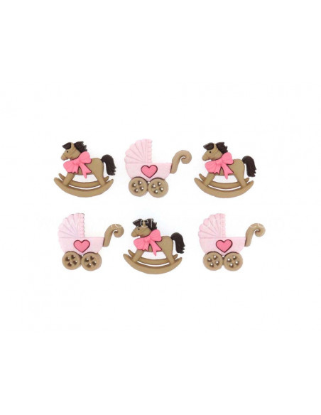 Botones decorativos Horse & Duggy Girl (6 unidades)