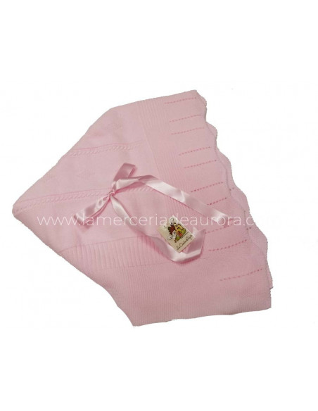 Chal-Toquilla bebé de lana Picos La Casita de Pepito - ROSA