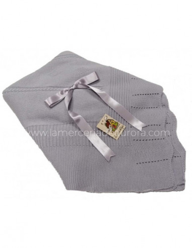 Chal-Toquilla bebé de lana Picos La Casita de Pepito - GRIS