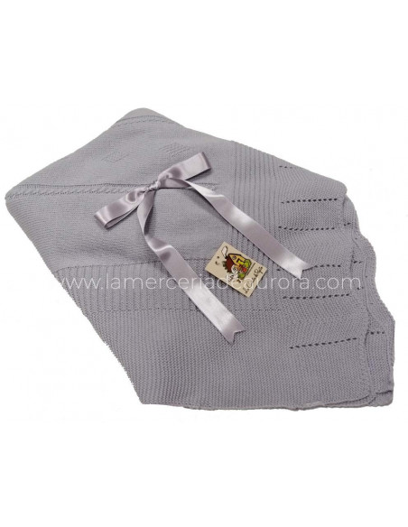 Chal-Toquilla bebé de lana Picos La Casita de Pepito - GRIS