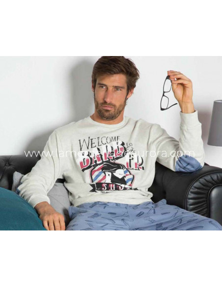 Pijama largo de hombre Welcome to de Barber de Muydemi