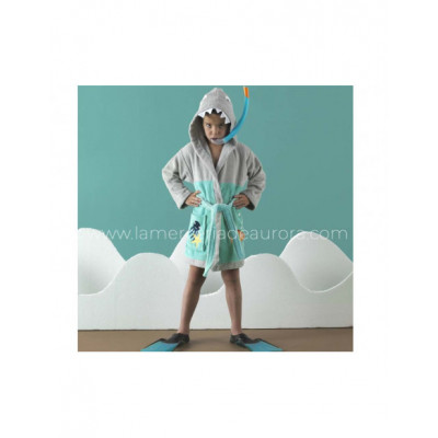 Albornoz algodón infantil con capucha Sharky (2-6 años)