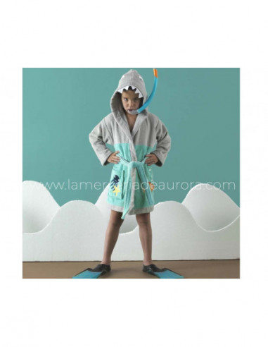 Albornoz algodón infantil con capucha Sharky (2-6 años)