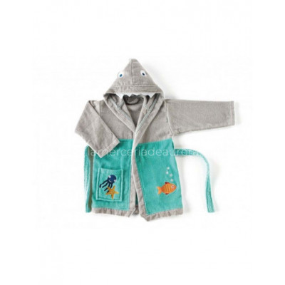 Albornoz algodón infantil con capucha Sharky (2-6 años) 2