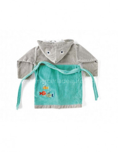 Albornoz algodón infantil con capucha Sharky...