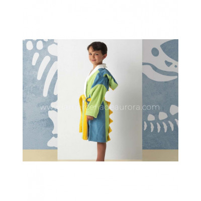 Albornoz algodón infantil con capucha Dino (2-6 años)
