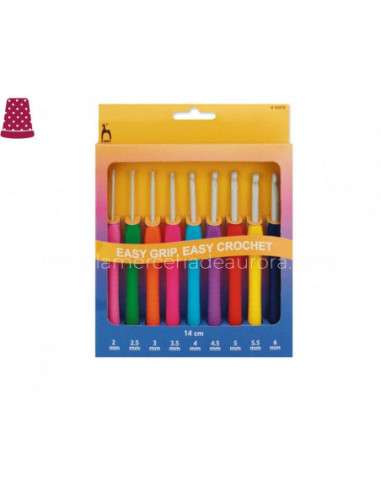 Agujas ganchillo mango ergonónico (9 unidades)...